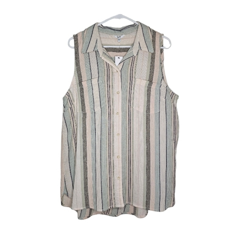 Sonoma Button Down Striped Tank Top Sz xl